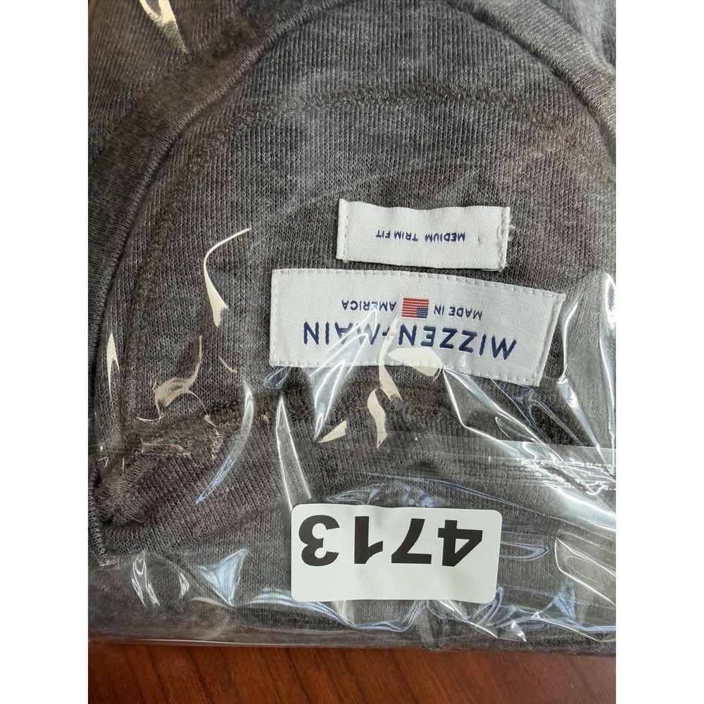 Mizzen+Main Sweater Mens Medium Gray V Neck Pullover Trim Fit Made USA‎ Stretch - Picture 7 of 7